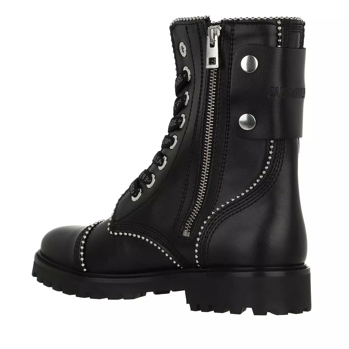 Zadig & Voltaire Joe - Smooth Cowskin & Studs Pipping Black Bottes De Motard 4 Zadig & Voltaire Joe - Smooth Cowskin & Studs Pipping Black Bottes De Motard – Image 2