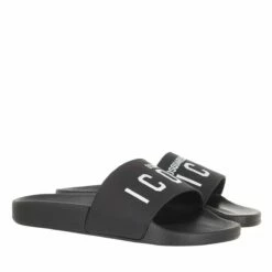 DSQUARED2 Logo Print Slides Black Claquette