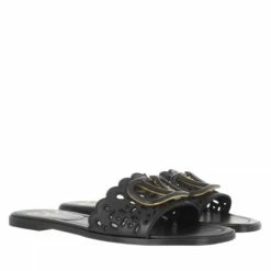 Valentino Garavani Signature VLogo Flat Sandals Black Claquette