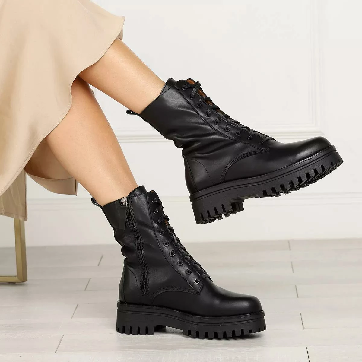 Ankle Boots With Track Sole Black Bottes De Motard 4 Ankle Boots With Track Sole Black Bottes De Motard – Image 2