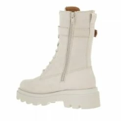 Lace-Up Boot With Track Sole White Bottes De Motard -Pas Cher Fashionette Magasin A0166607 Toral position 3