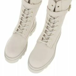 Lace-Up Boot With Track Sole White Bottes De Motard -Pas Cher Fashionette Magasin A0166607 Toral position 5