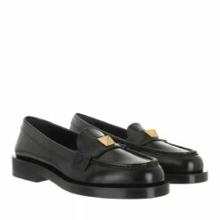 Valentino Garavani Roman Stud Mokassins Leather Black Mocassin