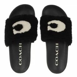 Coach Ulla Shearling Slide Black Claquette -Pas Cher Fashionette Magasin A0174453 Coach position 4