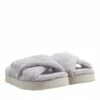 Ugg W Fuzz Sugar Terry Cross Slide Metal Grey Pantoufle