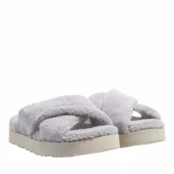 Ugg W Fuzz Sugar Terry Cross Slide Metal Grey Pantoufle