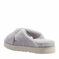 Ugg W Fuzz Sugar Terry Cross Slide Metal Grey Pantoufle -Pas Cher Fashionette Magasin A0176803 UGG position 3