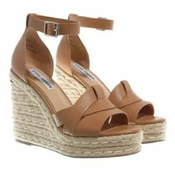 Steve Madden Sivian Wedge Sandal Camel Leather Sandale