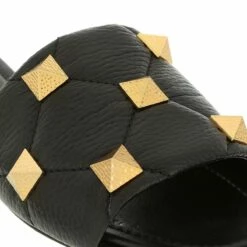 Valentino Garavani Roman Stud Sandals Leather Black Claquette -Pas Cher Fashionette Magasin A0183516 ValentinoGaravani position 3
