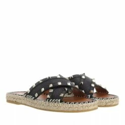 Valentino Garavani Rockstud Espandrilles Slides Black/Light Cuir Claquette