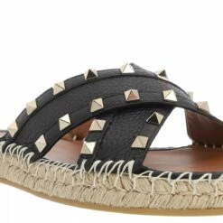 Valentino Garavani Rockstud Espandrilles Slides Black/Light Cuir Claquette -Pas Cher Fashionette Magasin A0186055 ValentinoGaravani position 3
