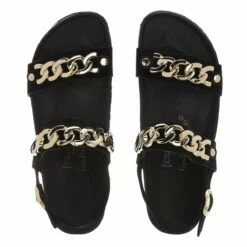 Claq Velour Gold Noir Sandale -Pas Cher Fashionette Magasin A0186465 Espadrijl originale position 4