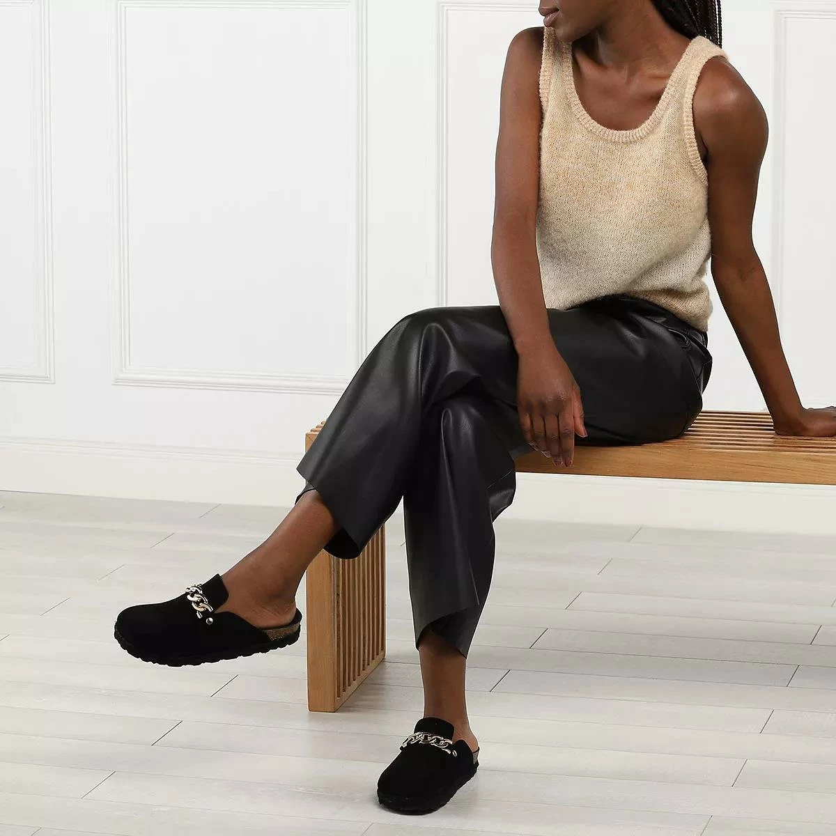 Cloq Velour Gold Noir Mule 4 Cloq Velour Gold Noir Mule – Image 2