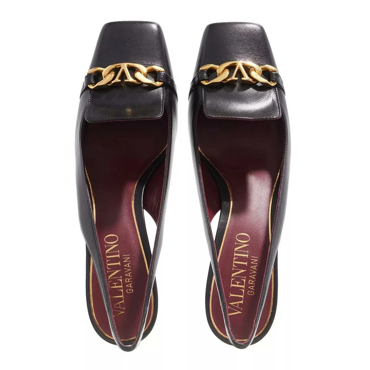 Valentino Garavani Vlogo Chain Slingback Pump Nappa Black Escarpin 6 Valentino Garavani Vlogo Chain Slingback Pump Nappa Black Escarpin – Image 4