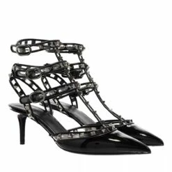 Valentino Garavani Rockstud Ankle Strap Pumps Black/Transparent Escarpin
