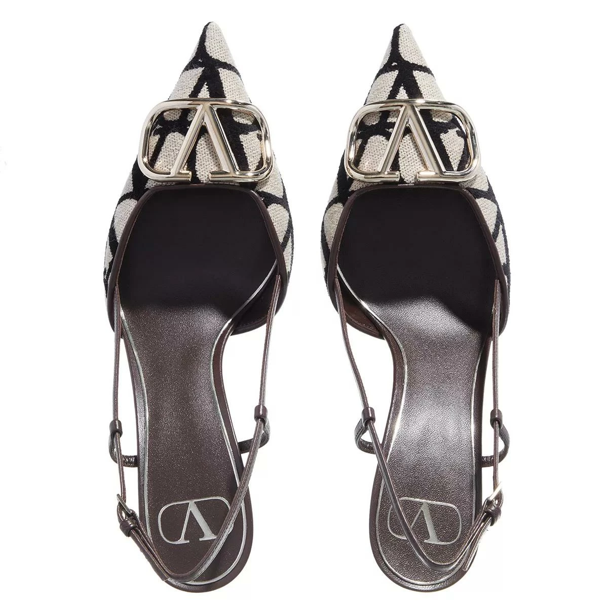 Valentino Garavani Lambskin V Logo Slingback Sandals Beige Black Brown Sandale à Lanières 6 Valentino Garavani Lambskin V Logo Slingback Sandals Beige Black Brown Sandale à Lanières – Image 4
