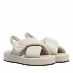 Devant 49 Prada Soft Wedge Sandals In Padded Nappa Leather Beige Claquette