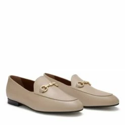 Isabel Bernard Vendôme Fleur Calfskin Leather Loafers Taupe Mocassin