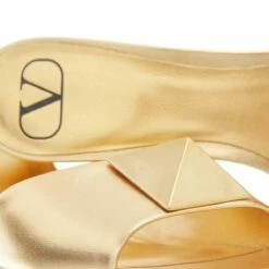 Valentino Garavani Leather Mules Gold Mule -Pas Cher Fashionette Magasin A0218860 2