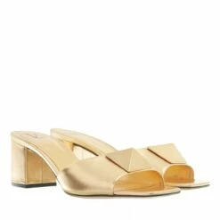 Valentino Garavani Leather Mules Gold Mule