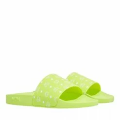 W Mcm Collection Mono Slide Acid Lime Claquette