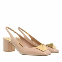 Valentino Garavani Logo Plaque Slingback Pumps Pink Escarpin