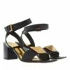 Valentino Garavani One Stud 60 Leather Sandals Black Sandale à Lanières