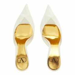 Valentino Garavani Leather One Stud Mules White Mule -Pas Cher Fashionette Magasin A0218891 3