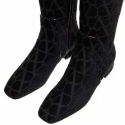 Valentino Garavani V Logo Type Square Toe Boots Black Botte -Pas Cher Fashionette Magasin A0218893 3
