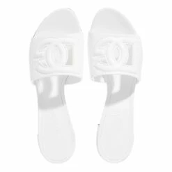 Dolce & Gabbana DG Logo Cut-Out Mules Calfskin White Mule -Pas Cher Fashionette Magasin SHOES 35