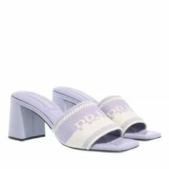 Prada Embroidered Logo Sandals Purple Mule