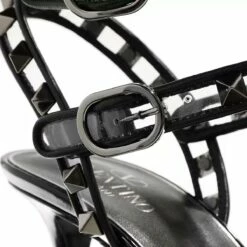 Valentino Garavani Rockstud Ankle Strap Pumps Black/Transparent Escarpin -Pas Cher Fashionette Magasin SHOES 41