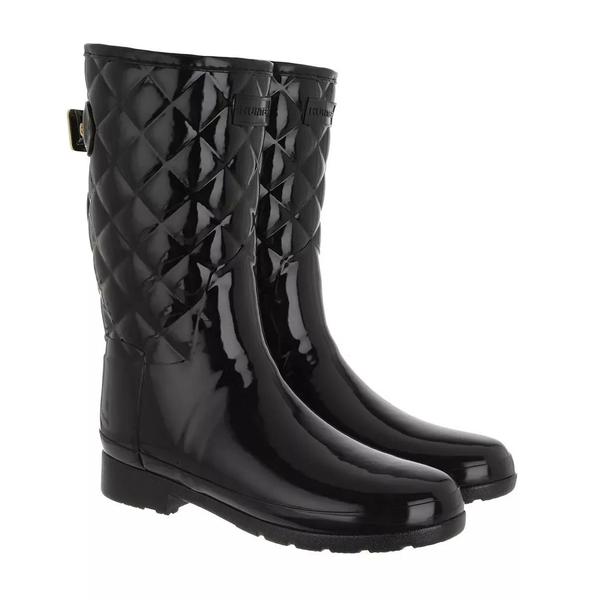 Hunter Refined Gloss Quilt Short Black Bottes De Pluie 3 Hunter Refined Gloss Quilt Short Black Bottes De Pluie