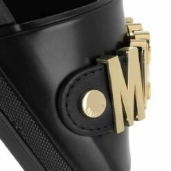 MOSCHINO Sabotd.Pool25 Pvc Logo Mule Nero/Oro Claquette -Pas Cher Fashionette Magasin a0149160 moschino 3